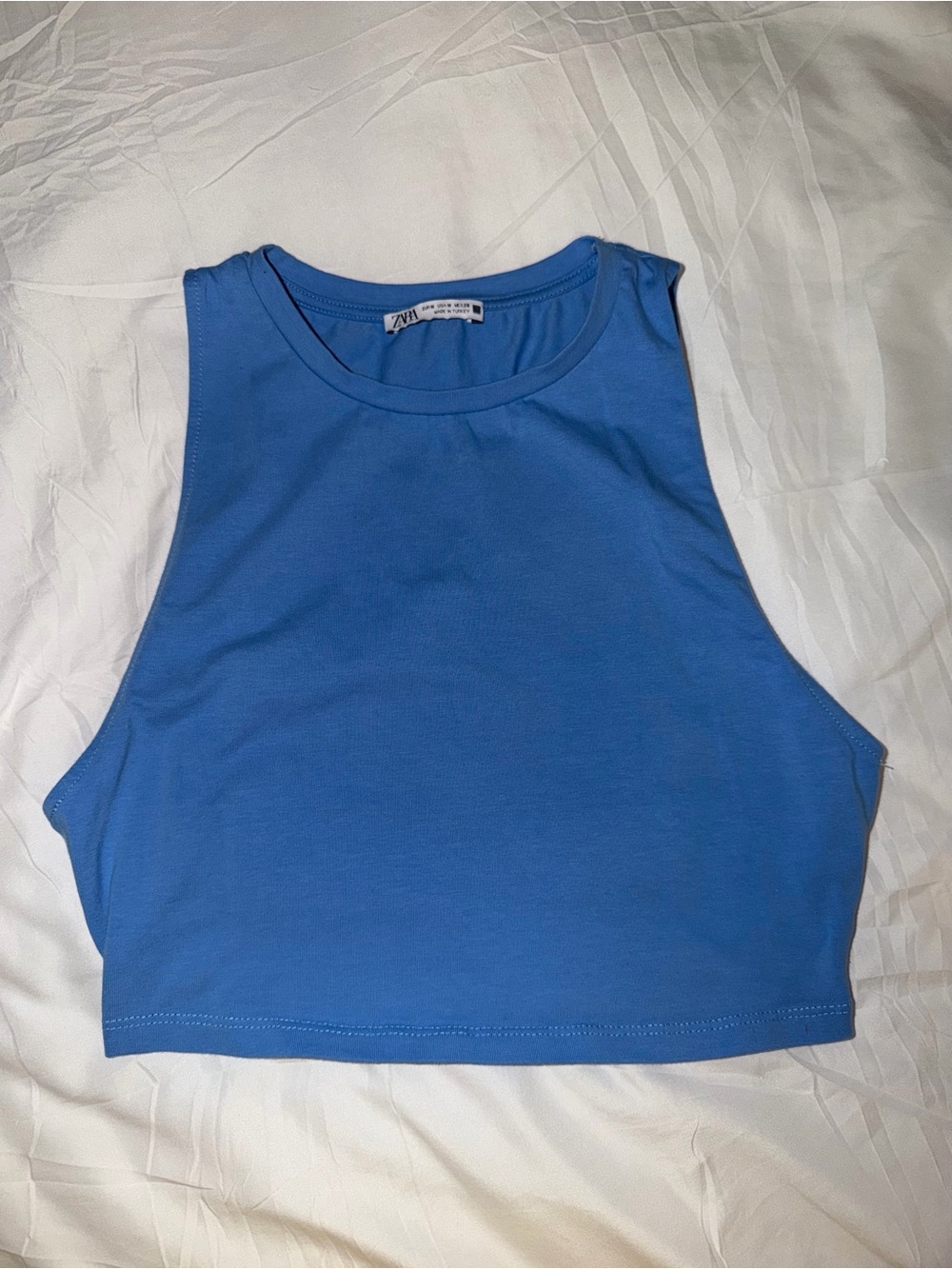 ZARA Blue Cropped Tank Top